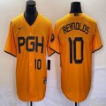 Nike Pittsburgh Pirates #10 Bryan Reynolds gold majestic baseball jerseys city version-BD 02