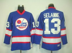 Winnipeg Jets 13 Selanne blue Throwback jerseys