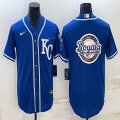 Nike kansas city royals blank blue majestic MLB baseball jerseys -BD 09