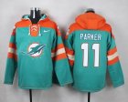 Custom Miami Dolphins #11 Parker light green orange nfl Hooded Sweatshirt