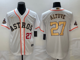 Nike Houston Astros #27 Jose Altuve white gold majestic baseball jerseys 01