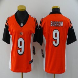 Women Nike Cincinnati Bengals #9 Joe Burrow orange Color Rush Limited Jersey