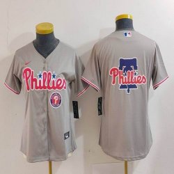 Women Nike Philadelphia Phillies gray baseball jerseys 03