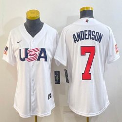 Youth 2023 World Cup #7 Tim Anderson white USA majestic baseball jerseys 06