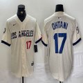 Nike Los Angeles Dodgers #17 Shohei Ohtani beige fashion MLB baseball Jersey 08