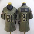 Women Nike Dallas Cowboys #21 Ezekiel Elliott green 2021 Salute to Service Limited Jersey