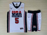 USA National Team #5 Kevin Durant White Retro Basketball Suit