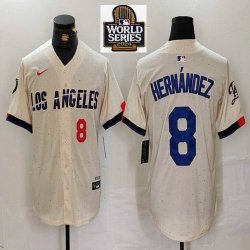 Nike Los Angeles Dodgers #8 Enrique Hernandez beige fashion MLB baseball Jersey 03