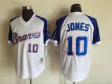 Atlanta Braves #10 Chipper Jones white blue 1974 throwback MLB Jerseys