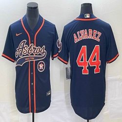 Nike Houston Astros #44 Yordan Alvarez blue majestic baseball jerseys big logo Joint name -BD