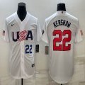 2023 World Cup #22 Clayton Kershaw white USA majestic baseball jerseys 02