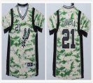 Adidas San Antonio Spurs #21 Tim Duncan gray green camo nba shorts