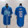 Nike Detroit Lions 16# Jared Goff blue baseball jerseys Joint name-BD 01