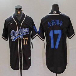 Los Angeles Dodgers #17 Shohei Ohtani black Nike majestic baseball Jersey Joint name -BD 16