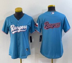 Women Nike Texas Rangers blank skyblue majestic baseball jerseys 04