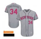 Mens New York Mets Noah Syndergaard Majestic Gray Road 2016 Mothers Day Flex Base Jersey