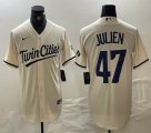 Nike Minnesota Twins #47 Edouard Julien beige majestic baseball jerseys-BD