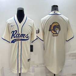 Nike Los Angeles Rams blank beige baseball jerseys Joint name-BD 01