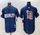 Nike Detroit blank blue Majestic baseball jerseys city version 06