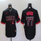 Nike Cincinnati Reds #77 Hinds black majestic baseball jerseys city version 01