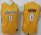 Youth Nike Los Angeles Lakers #0 Kyle Kuzma yellow nba basketball Jerseys