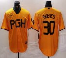 Nike Pittsburgh Pirates #30 Paul Skenes yellow majestic baseball jerseys city version