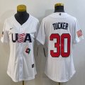 Women 2023 World Cup #30 Kyle Tucker white USA majestic baseball jerseys 08