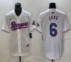 Nike Texas Rangers #6 Josh Jung white majestic baseball jerseys Champion patch-BD