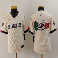 Youth Nike Los Angeles Dodgers blank beige fashion MLB baseball Jersey