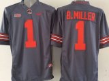 2015-2016 Ohio State Buckeyes #1 Braxton Miller Blackout Gear Football gray Jersey