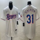 Nike Texas Rangers #31 Max Scherze white majestic baseball jerseys