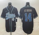 Detroit Lions #14 Ra St. Brown black baseball Joint name -BD 01