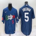 Los Angeles Dodgers #5 Freddie Freeman blue throwback majestic baseball Jerseys-BD 03