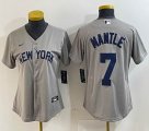 Women Nike New York Yankees #7 Mickey Mantle gray MLB baseball Jersey