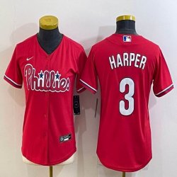 Women Nike Philadelphia Phillies #3 Bryce Harper red majestic baseball Jersey