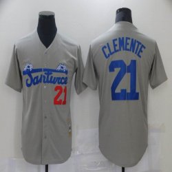 PUERTO RICO #21 Roberto Clemente Jersey Santurce Crabbers Baseball Jersey Gray-BD