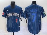 2023 World Cup Mexico #7 Julio Urias blue majestic baseball jerseys 60