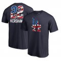 Men's Los Angeles Dodgers Clayton Kershaw Fanatics Branded Navy 2018 Memorial Day Banner Wave Player T-Shirt