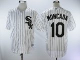 Chicago White Sox #10 Yoan Moncada white black Strip baseball jerseys