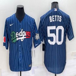 Nike Los Angeles Dodgers #50 Mookie Betts blue throwback majestic baseball Jersey-BD 02