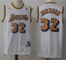 Los Angeles Lakers 32 Magic Johnson Throwback white nba jersey