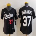 Women Nike Los Angeles Dodgers #37 Enrique Hernandez black majestic baseball jerseys 01