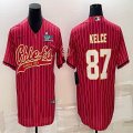 2023 NFL Super Bowl Nike Kansas City Chiefs #87 Travis Kelce red baseball jerseys Joint name-BD 01