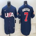 2023 World Cup #7 Tim Anderson blue USA majestic baseball jerseys 05