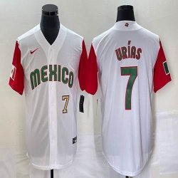 2023 World Cup Mexico #7 Julio Urias white red majestic baseball jerseys 98