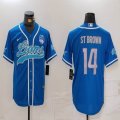 Nike Nike Detroit Lions #14 Amon Ra St Brown blue baseball jerseys Joint name-BD 01