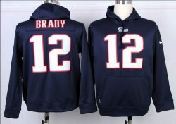 Nike New England Patriots 12 Brady Blue nfl Hooded Sweatshirt