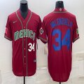 2023 World Cup Mexico #34 Fernando Valenzuela red blank majestic baseball jerseys 10