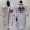 Nike Washington Nationals blank white majestic baseball jersey big logo-BD