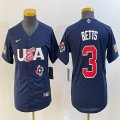 Women 2023 World Cup #3 Mookie Betts blue USA majestic baseball jerseys 03